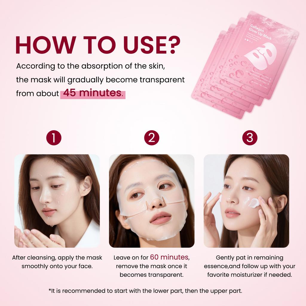 Collagen Mask 4 Sheets Deep Moisturizing Mask, Night Moisturizing Mask, Locking In Moisture And Moisturizing Skin 10ml