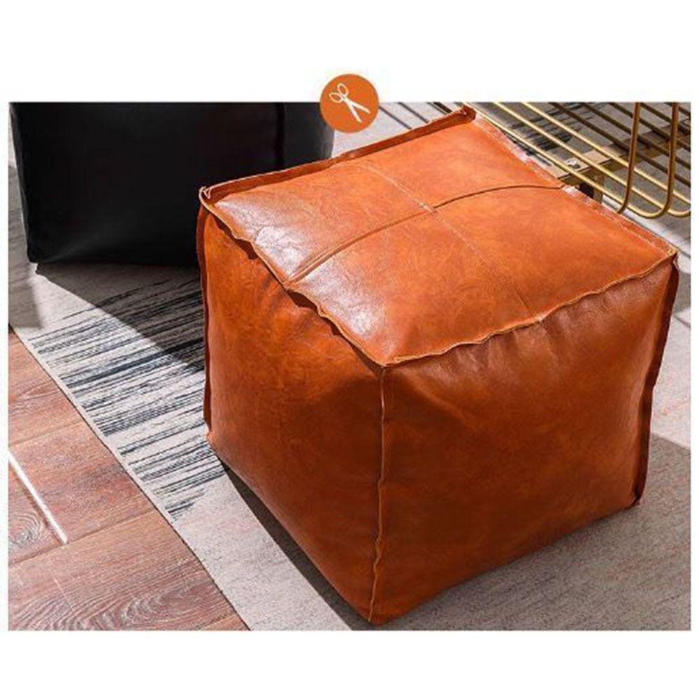 Large Capacity PU Leather Ottoman Waterproof Moroccan Pouf Foot Rest Unstuffed Cushion Cover  Home
