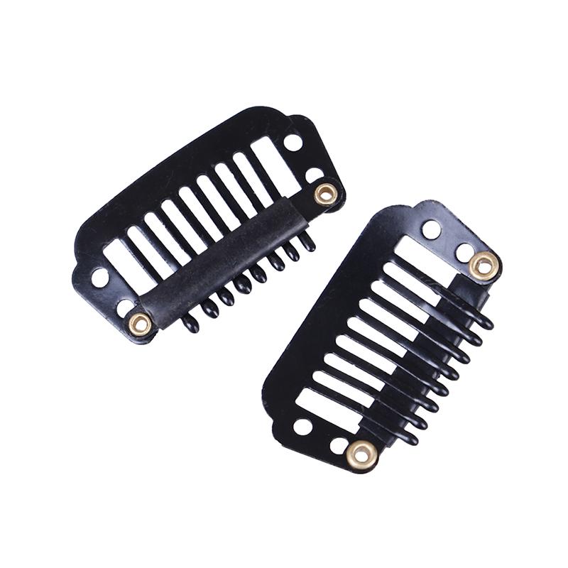 10/100 Зажимы для парика Зажимы для париков с резиновой накладкой на заднюю часть волос, черные 8 зубов