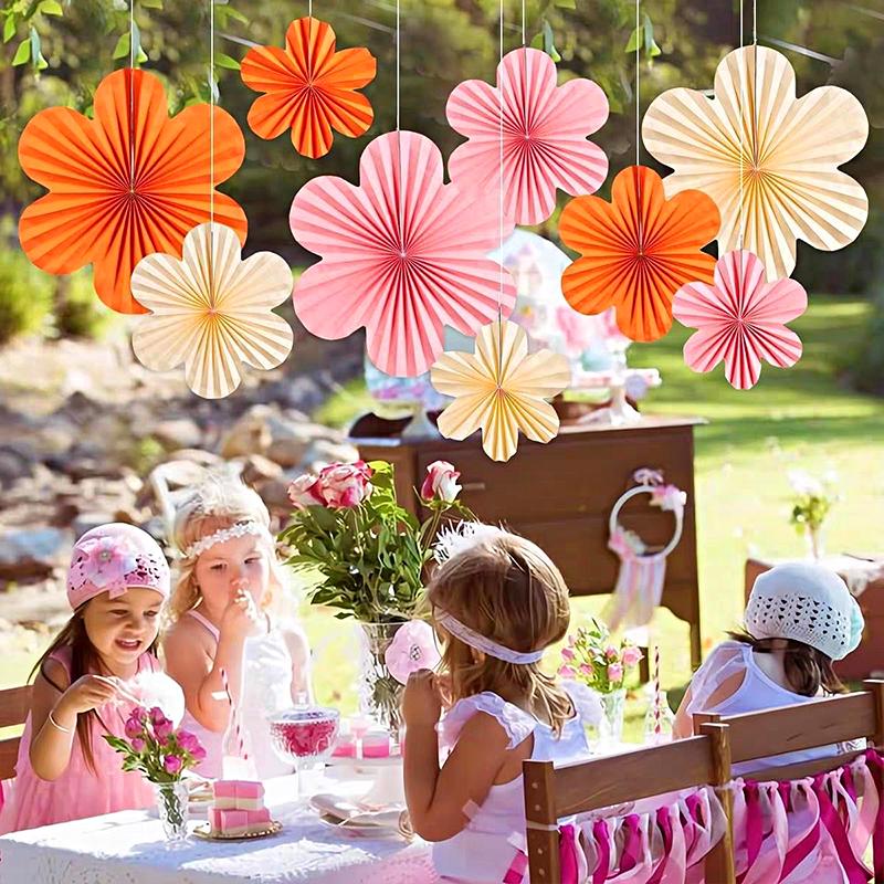 9 шт. Подвесные бумажные веера Обои Свадебное украшение Цветочная стена Вечеринка Доступно несколько вариантов