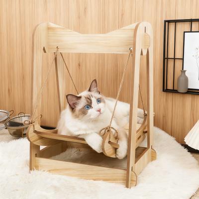 Кошачий гамак-качели Деревянная приподнятая кровать для питомца Кошки Подвесные качели Кровать для отдыха