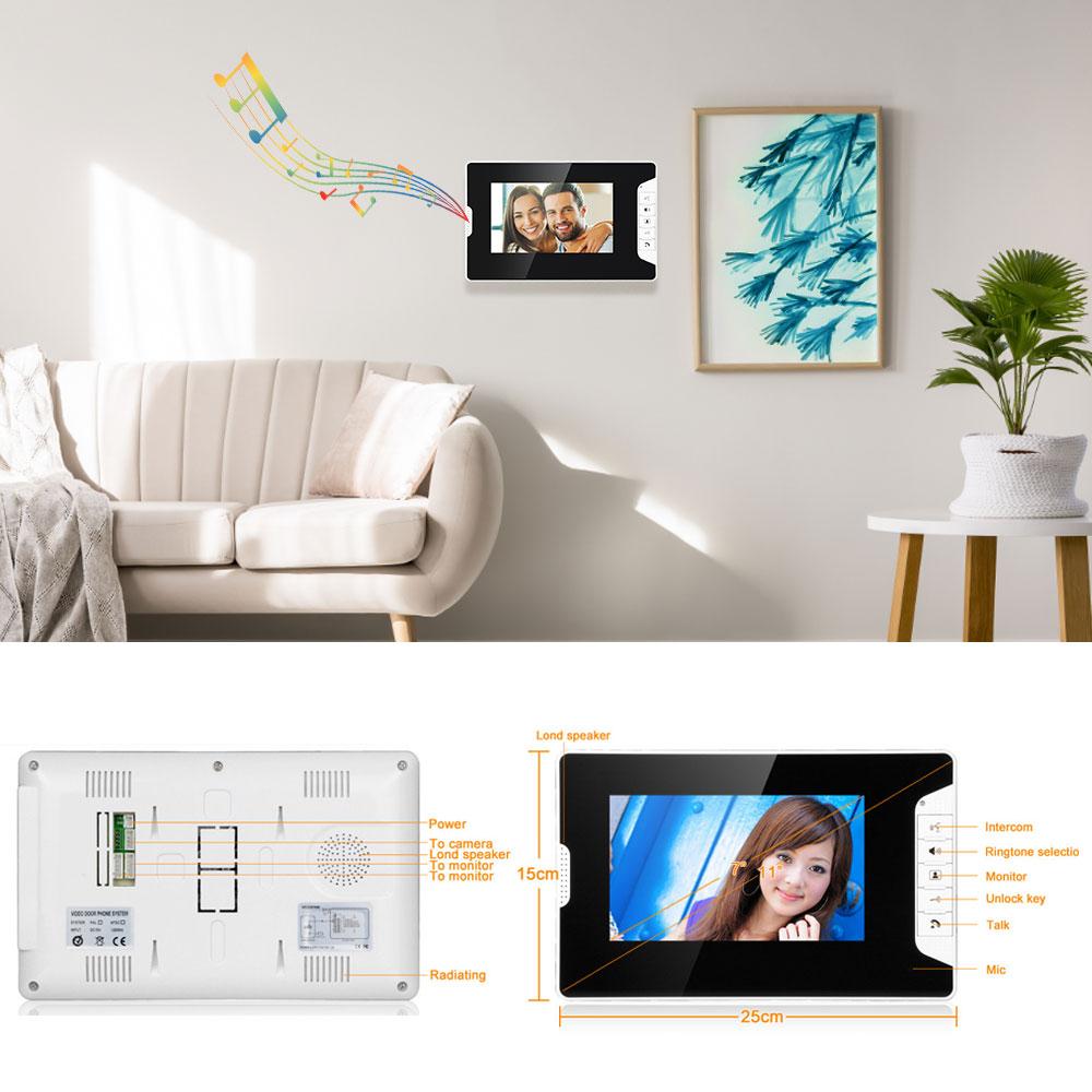 Комплект видеодомофонной системы, проводной видеодверной звонок, телефон, непромокаемая панель вызова, ИК-камера для дома, виллы, здания, квартиры
