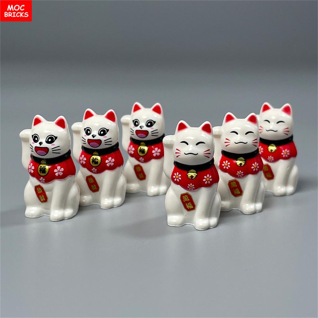 Нетоксичные кубики Moc Кот Удачи Подарок на Праздник Весны Мини-пластиковая петарда 64728 Украшение для Китайского Нового Года Строительные блоки