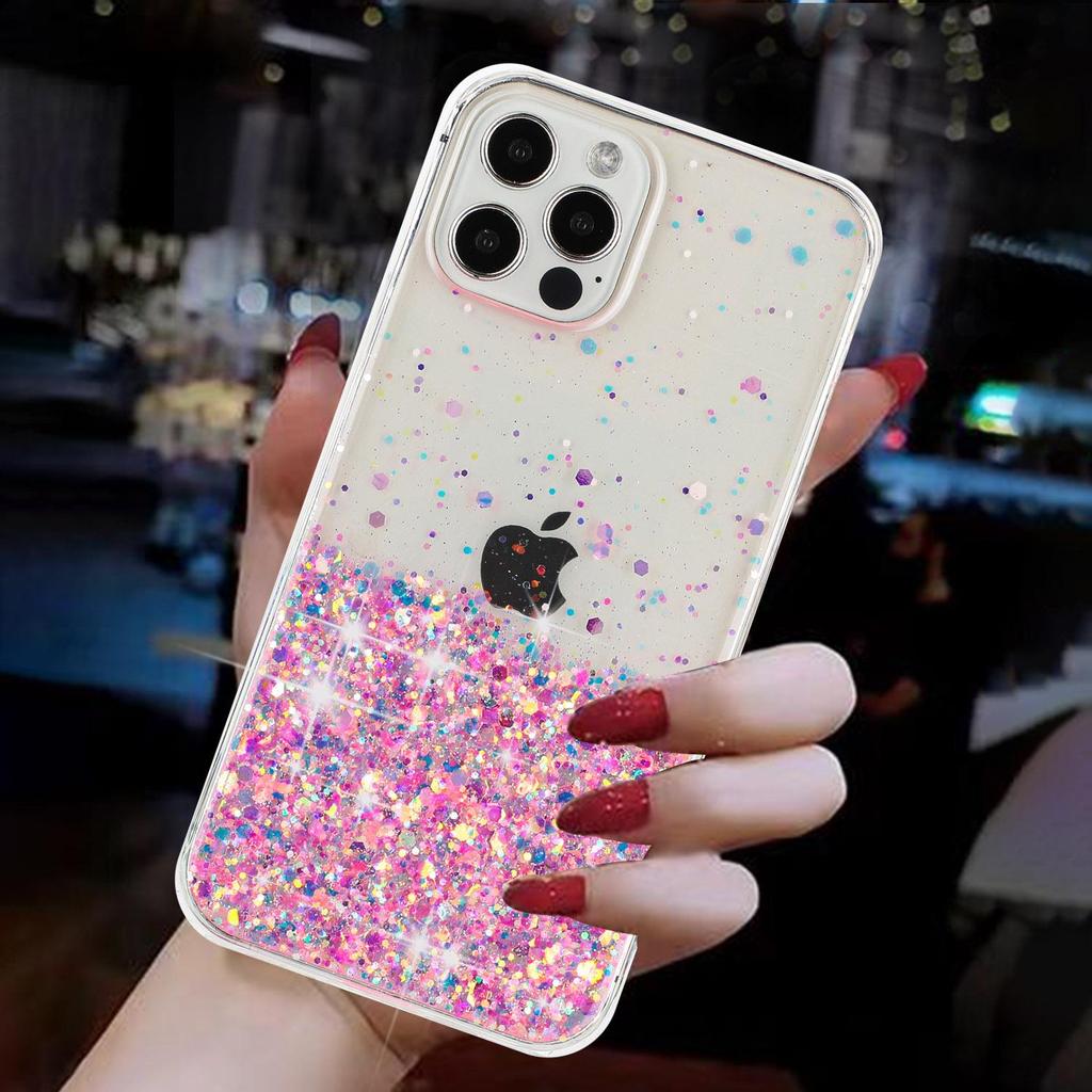 Ночной Свет Светящийся Цвет Звезды Блестки Сияющий Блеск Прозрачный Бампер Чехол Для Телефона Для iPhone 15 14 Pro Max Samsung Galaxy Силиконовый ТПУ Задняя Крышка