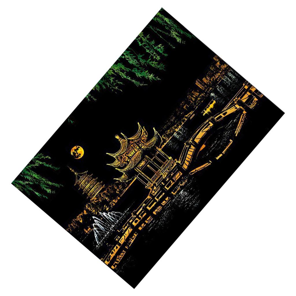 Наборы для рисования царапинами для взрослых, ночной вид на город, скретч-арт, радуга, блокнот для рисования, сделай сам, искусство, ремесло, пейзажная живопись