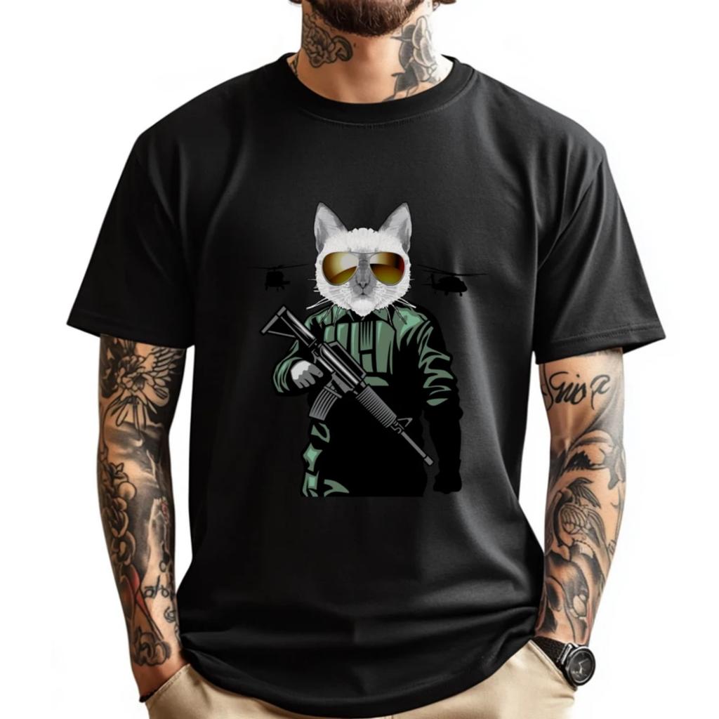Cat Warrior Fighter For The Greater Good And Saving Camisetas Limited Time Special Oversized T Shirt Men Big And Tall Figures