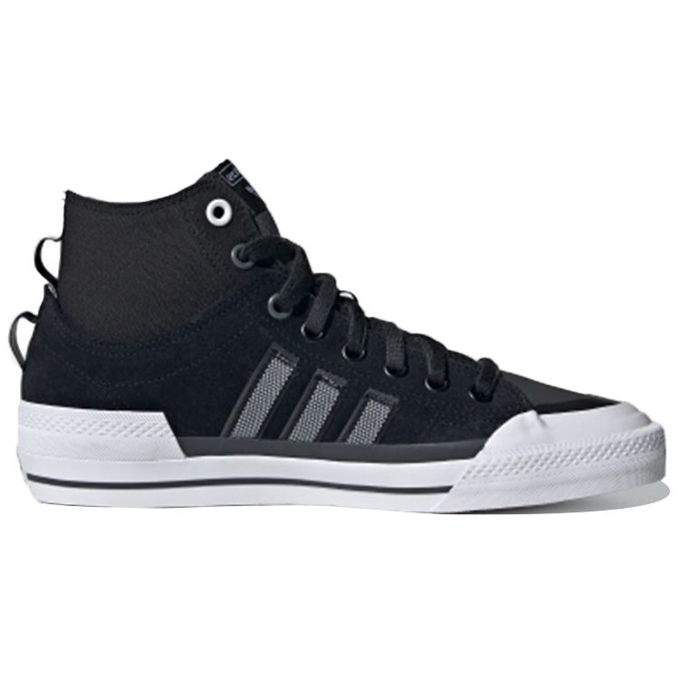 Adidas Originals Nizza Hi DL Canvas Suede Slip Resistant Mid Top Skate Shoes Unisex Skate Shoes Black White Silver GZ2657