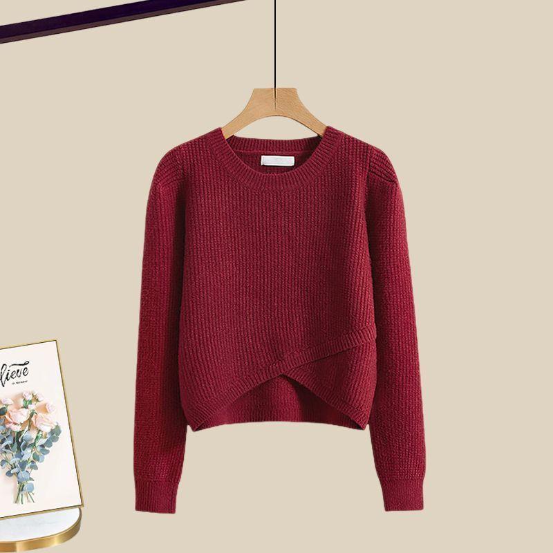 Весенний костюм женский 2 новых большого размера носить темперамент вязаный свитер юбка Маillard носить полный комплект