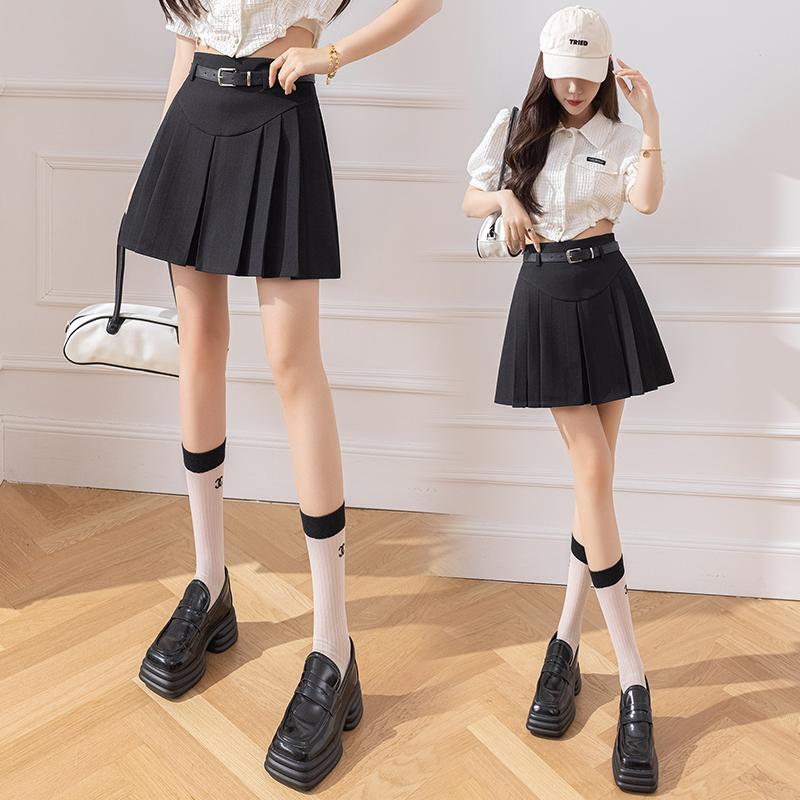 Плиссированная юбка, женский летний новый студенческий костюм с высокой талией, юбки трапециевидной формы