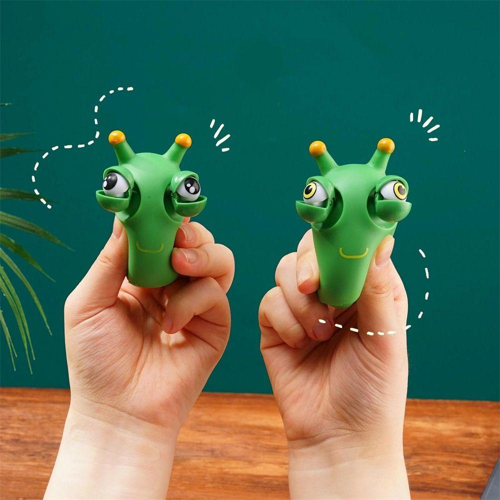 Halloween Fidget Toy Green Worm Squeeze Toy Eyeball Popping Toy Eye Poppers Squeeze Worm Pinch Toy