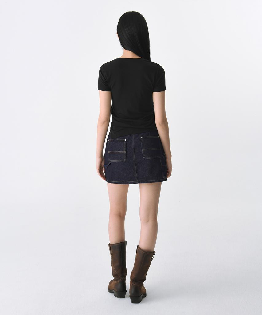 Musinsa Standard Woman Women'S Denim Double Knee Carpenter Mini Skirt [Deep Indigo]