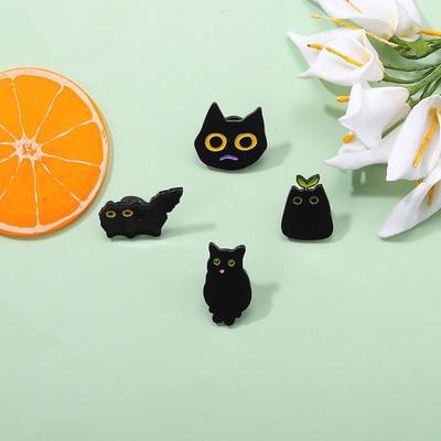 Брошь из сплава с животными, мультяшный милый черный кот, значок, аксессуар, милый рюкзак, декоративная булавка