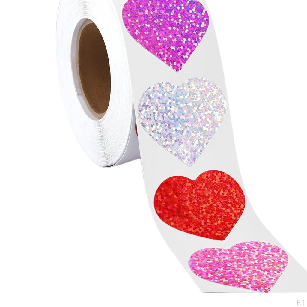 Love Stickers Foil Shiny Heart 4 Colors Design Stable Roll Glitter