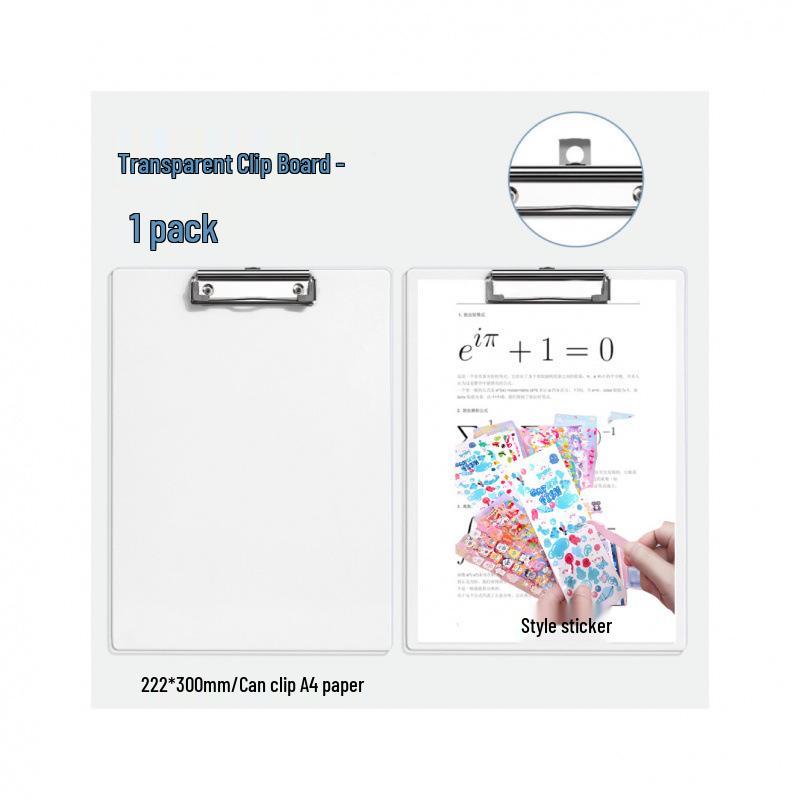 Thickened A4 Transparent PET Clipboard - Durable Document Holder for Office & Student Use