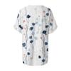 Women's Fashion Pocket V-neck Short Sleeve Plant Floral Print T-shirt Top
