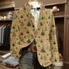 Men's Ugly Christmas Corduroy Warm Pocket Suit Jacket Cardigan Men's Casual Suit