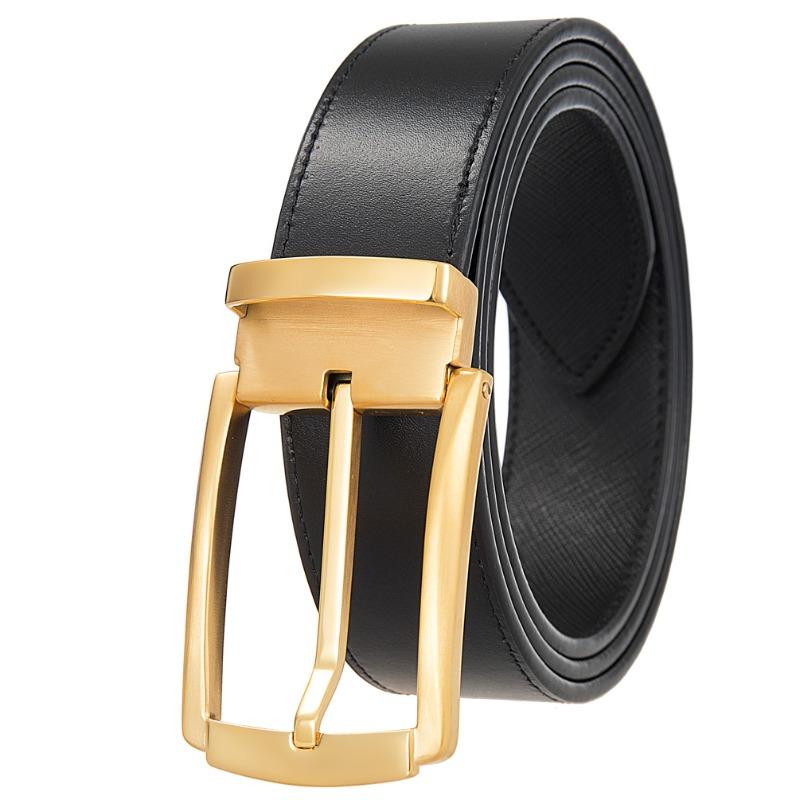 Pin buckle belt, punched belt, men first layer cowhide belt
