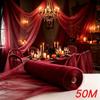 2pcs Burgundy Overlength Tulle Fabric for Halloween Wedding DIY Deco Black Polyester Tulle Table Skirt Ceiling Halloween