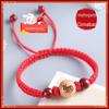 Peach Wood Cinnabar Zodiac Snake Bracelet: Red Rope Birth Year Gift for Men & Women, Simple Ethnic Style Jewelry.