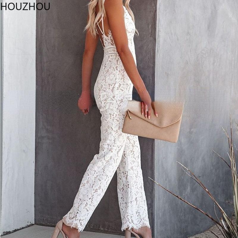 Кружевной комбинезон женский летний винтажный базовый классический шикарный повседневные брюки черный боди с v-образным вырезом и открытой спиной широкие брюки