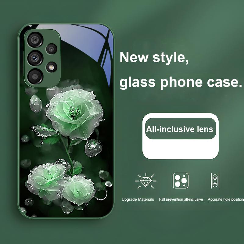 Увлажняющий Розовый Цветок Для Samsung Galaxy S23 24 Plus S20 21 FE S25 Ultra A70 72 73 51 52 53 Закаленное Стекло Чехол для Телефона