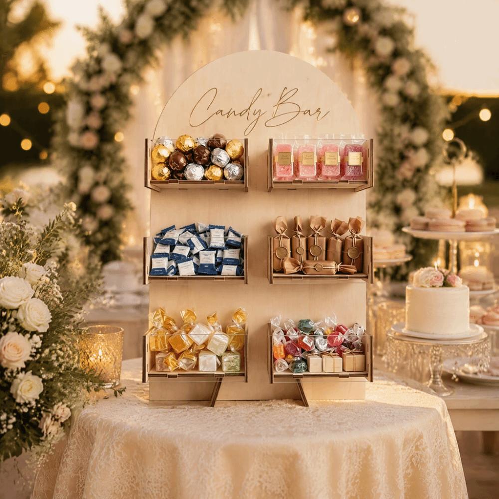 Wood Candy Display Stand 4/6Grids Party Table Decoration Rack Baby Shower