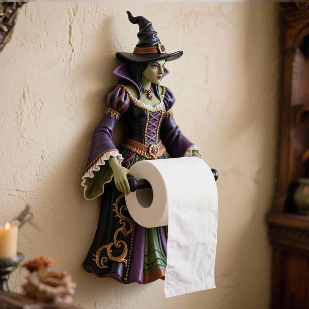 Держатель для салфеток «Ведьма», Стойка для туалетной бумаги, Настенное хранение, Резная смола, Для душа, Автодома, Дома, Ванной комнаты.