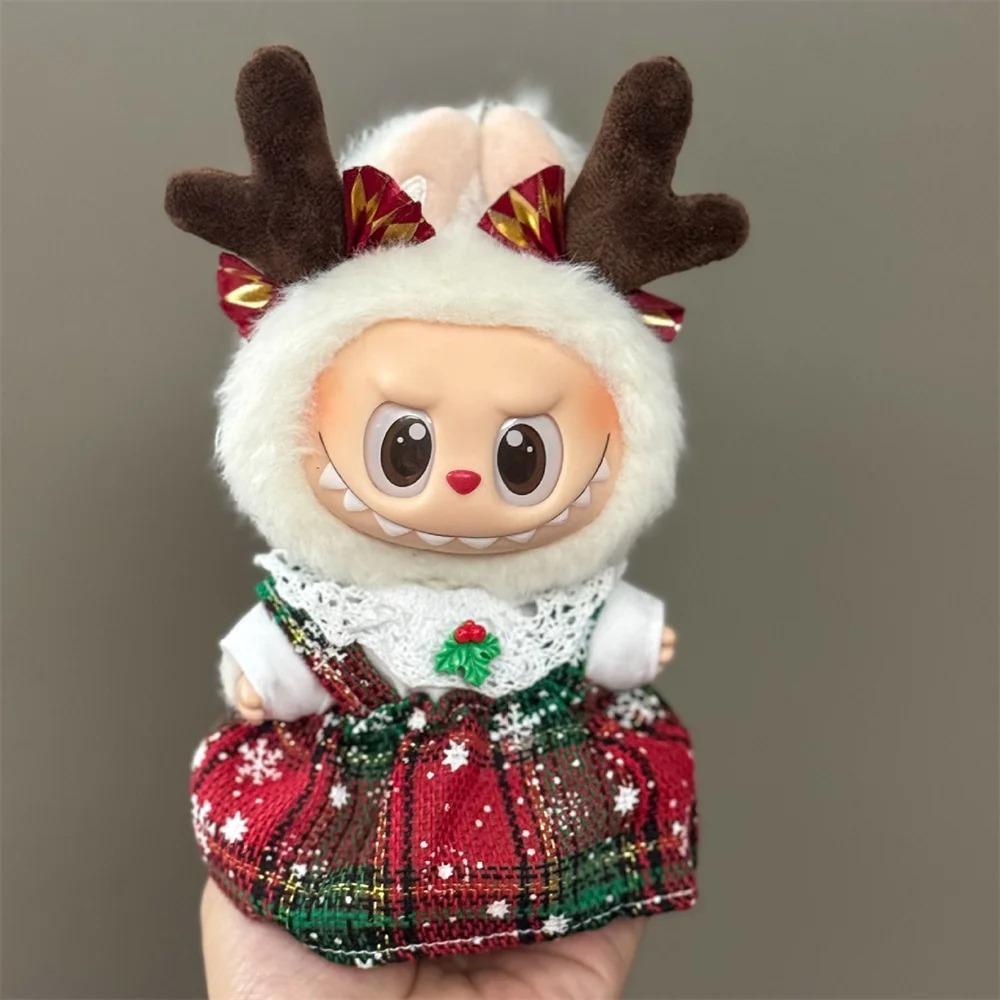 Одежда для кукол 15-17 см Labubu Одежда Шапка Счастливого Рождества Шарф Набор Лось Снеговик Мини Плюшевый Аксессуар для Куклы Новогоднее Платье Подарок