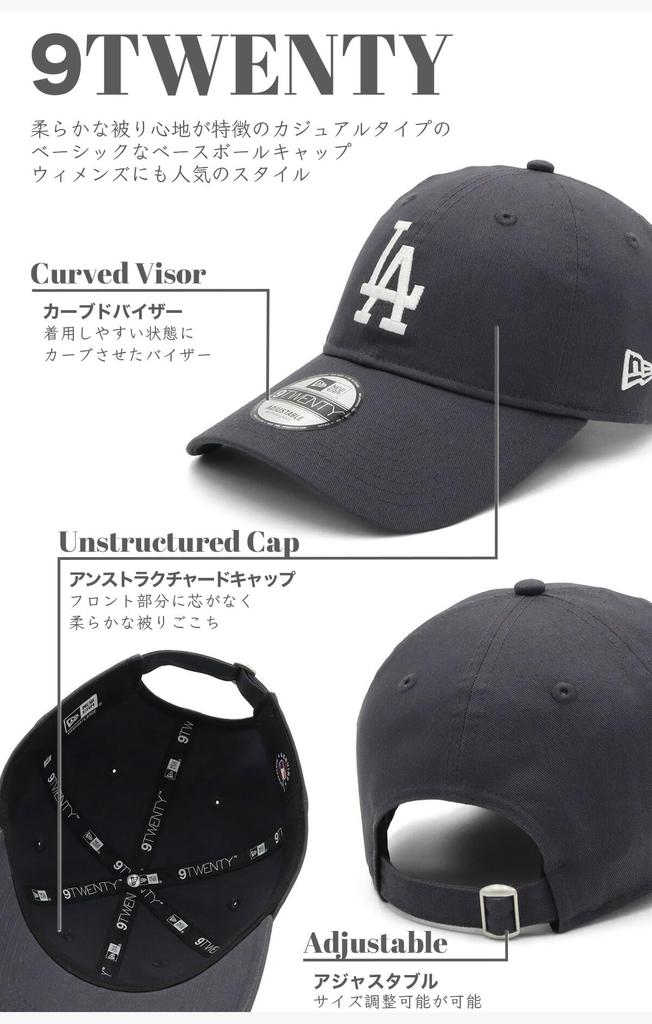 NEW ERA Cap 9Twenty Long Visor Mlb Los Angeles Dodgers Non-Washed S/M