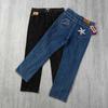 American Drill Vintage Star Embroidered Jeans Hip Hop Alcatraz Slim Fit Pants
