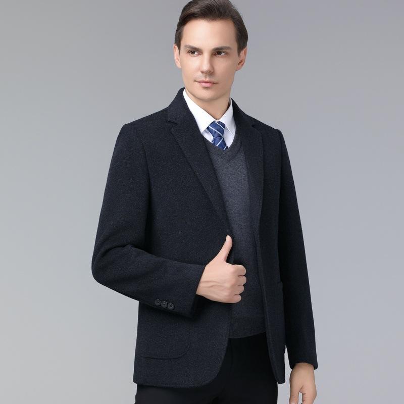 Двусторонний кашемировый костюм мужская куртка зимняя новая шерстяная пуховая подкладка одинарный костюм топ деловой повседневный костюм