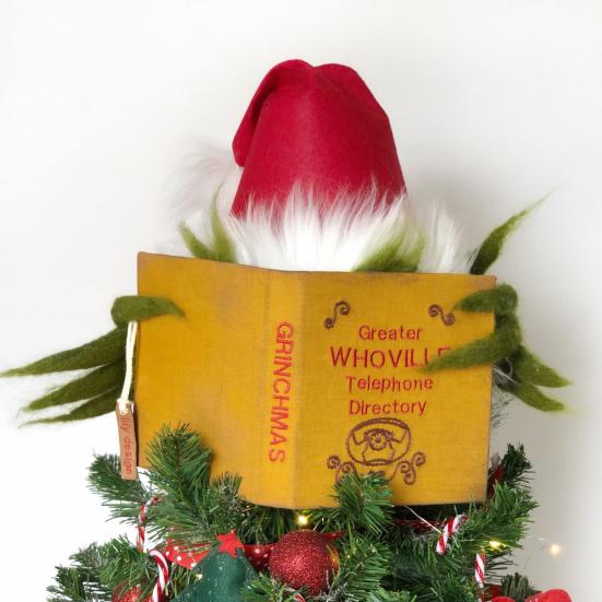 Рождественская елка орнамент рабочего стола чтение пушистая плюшевая кукла шляпа Санта красочные декоративные новый год