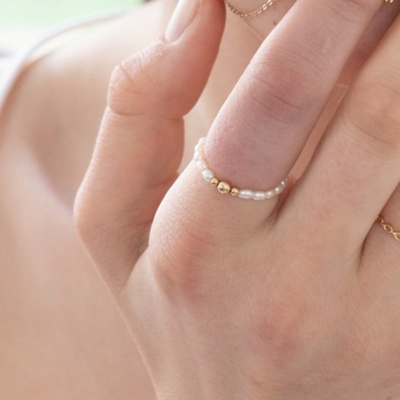 BEFORE MOONRISE [14K] Moonlit Pearl Ring GR4 - band type