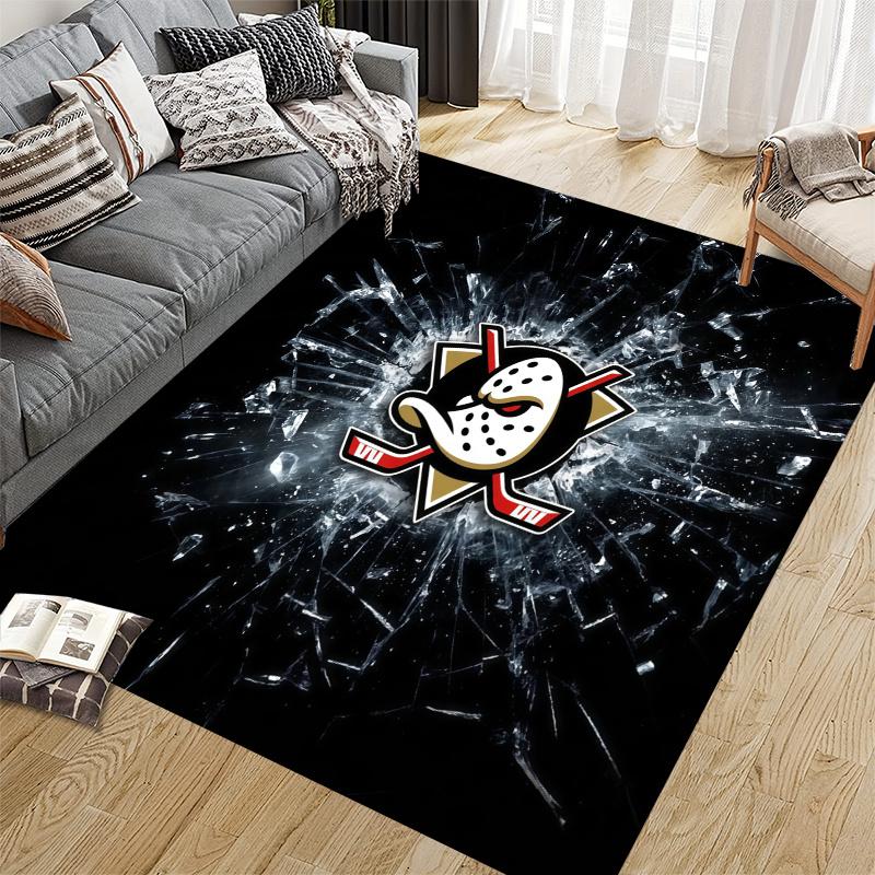 Квадратный ковер с фланелевым узором Anaheim Ducks, Ковер для гостиной, спальни, дивана, игровой комнаты, Нескользящий коврик для пола