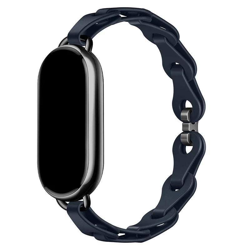 Резиновый ремешок для Xiaomi Mi Band 8 Браслет с пряжкой из нержавеющей стали для Miband 8 NFC Модный женский стиль Запасной силиконовый ремешок