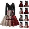 Halloween Women's Casual Fashion V-Neck Printed Vintage Dress