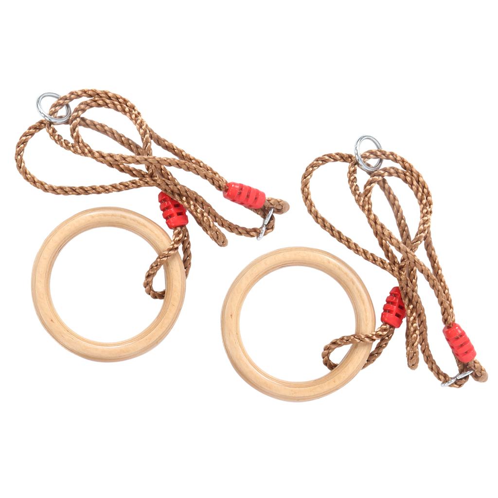 Набор из 2 шт. Фитнес Деревянное гимнастическое кольцо с веревкой Детские спортивные деревянные кольца для качелей