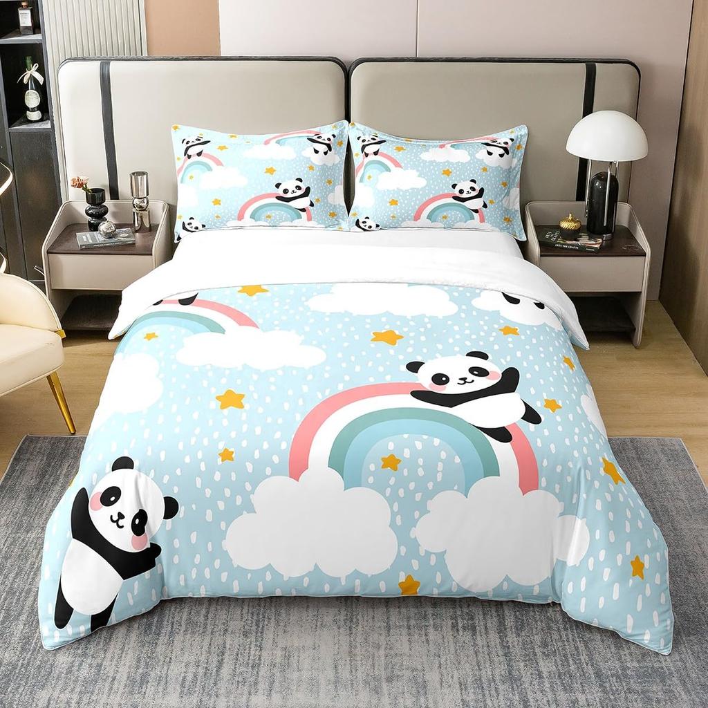 3D Панда одеяло покрывало королевского размера милый Панда пододеяльник бамбуковый комплект постельного белья пододеяльник для детей мальчиков девочек подростков 3 предмета
