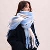 Mohair Plaid Wool Scarf Plush Long Shawl Fashion Winter Cashmere Scarves  Autumn Winter