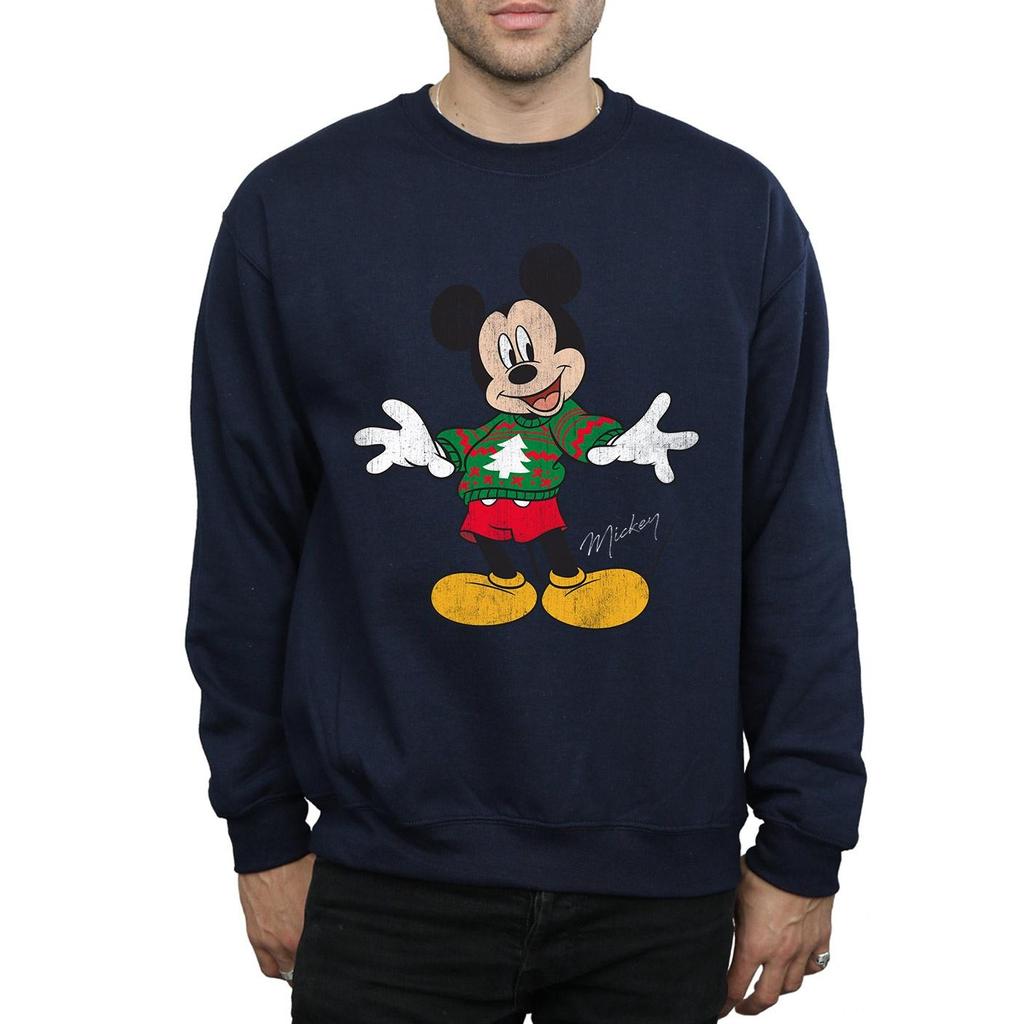 Disney Mens Mickey Mouse Christmas Jumper Sweatshirt