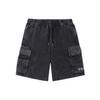 Multi-Pocket Tooling Solid Color Drawstring Loose Denim Embroidered Shorts Men Bottoms Black AKSS075-2