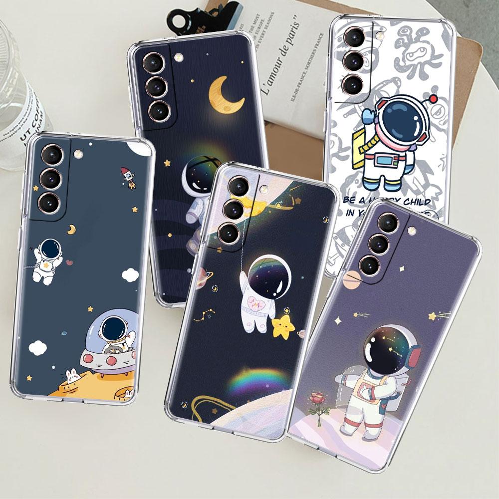 Прозрачный чехол 'Космонавт Вселенная' для Samsung Galaxy S22 S20 FE S21 S10 S9 Plus Note 20 Ultra 10 Lite Прозрачный корпус телефона