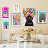 Цветочная девушка Miss Cat красочные поп-арт украшения гостиной плакаты и принты настенная живопись на холсте картины домашний декор