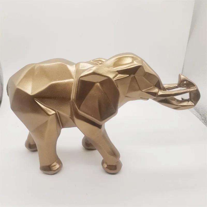2024 Современная Абстрактная Статуя Золотого Слона Смоляное Украшение Украшения Дома Аксессуары Подарки для Скульптуры Слона Животное Ремесло