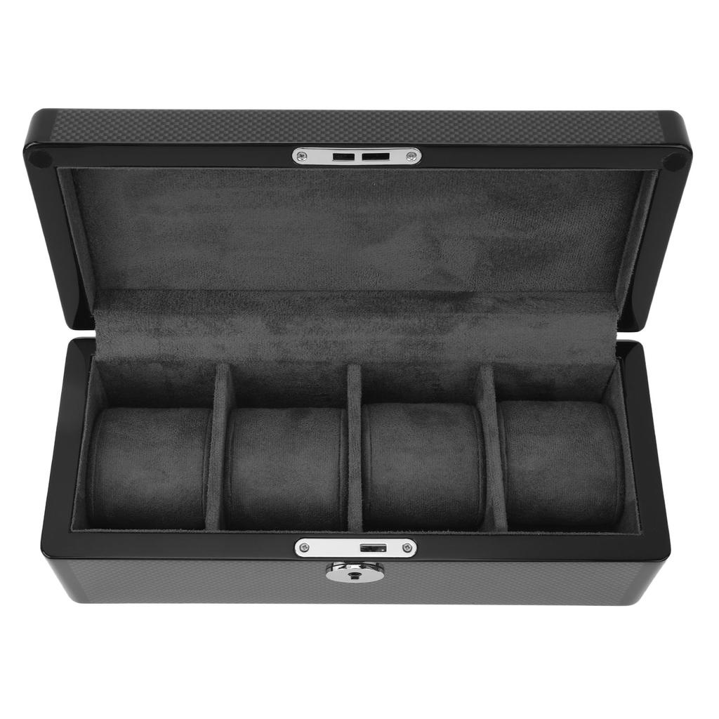 Коробка для часов, черная, 4 слота, мягкая бархатная подкладка, витрина, органайзер для ювелирных наручных часов