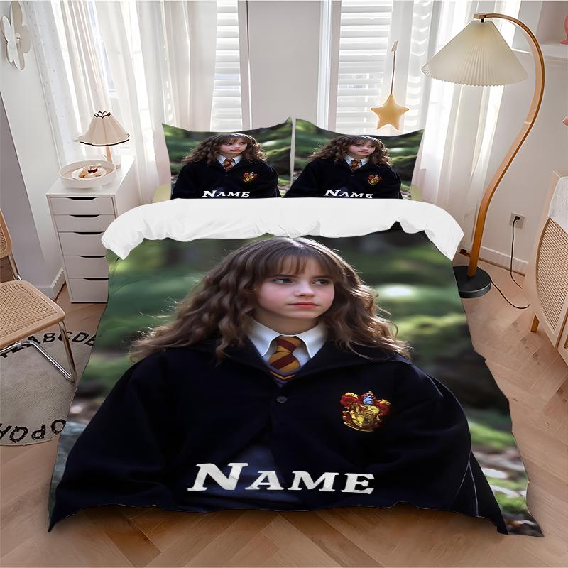 Custom Name Cartoon Harryl Bedding 3 Piece Set HD Print Duvet Cover Pillowcases for Teens Adult Bedroom Decoration