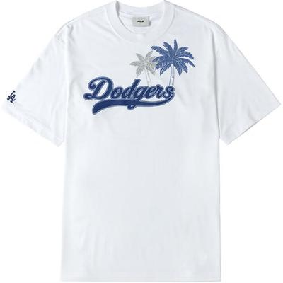 MLB Футболки Унисекс Белые С Круглым Вырезом Умеренный Прямой Крой 3ATSX0343-07WHS