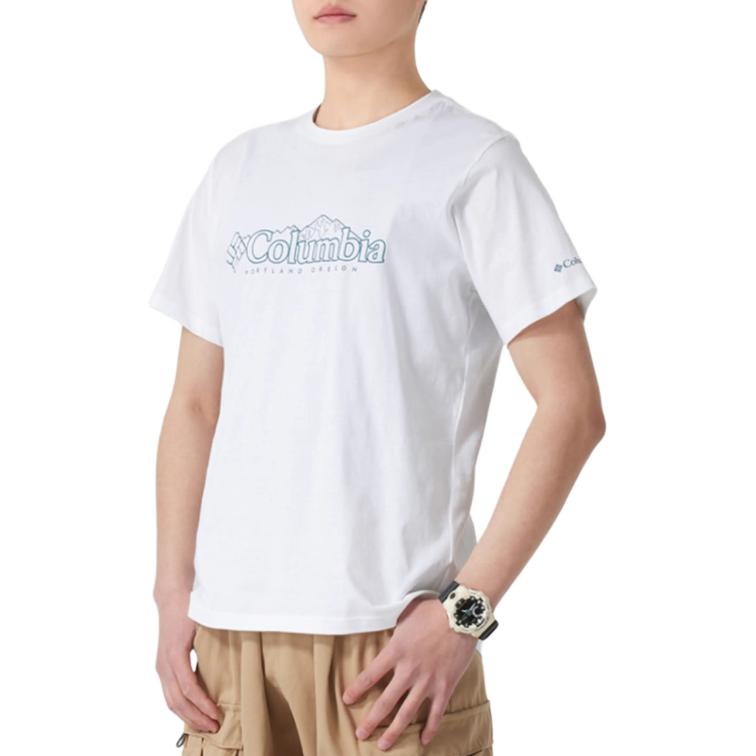 Columbia T-Shirts Men's White Crew Neck Moderate AE1363-108