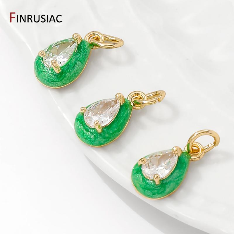 Позолоченная латунь 14K, разноцветная эмаль, цирконы, подвески-капли, подвески для украшений, аксессуары для изготовления ожерелий и браслетов своими руками