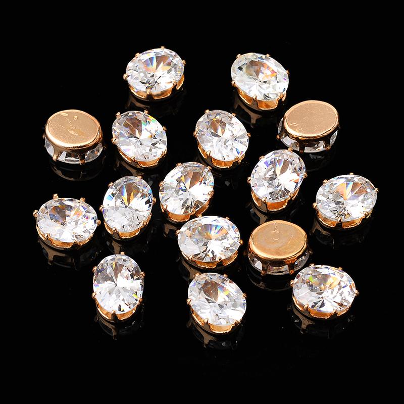 Стразы из циркония с плоской основой в форме капли кубического циркония Когти Пришиваем прозрачный циркон для колец Серьги Аксессуары для одежды своими руками